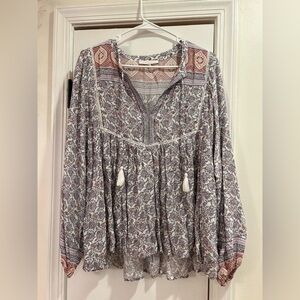 Olivaceous Multicolor Patterned Blouse